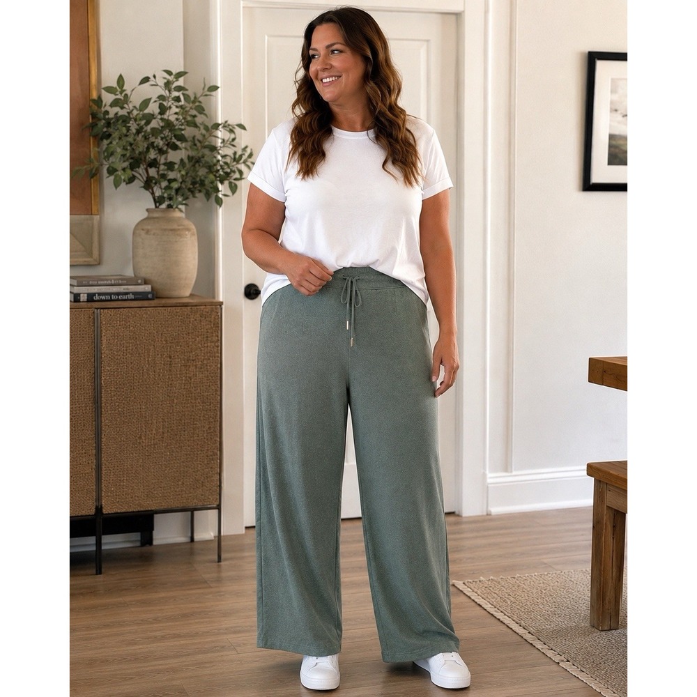 Tuckernuck XXL Wide Leg Sweatpants Sage Green 100% Cotton Fleece Lounge pants